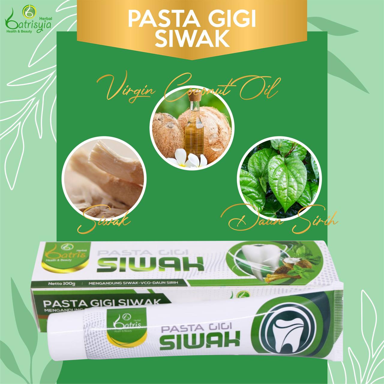 karang gigi bersih dengan pasta gigi siwak batrisyia 